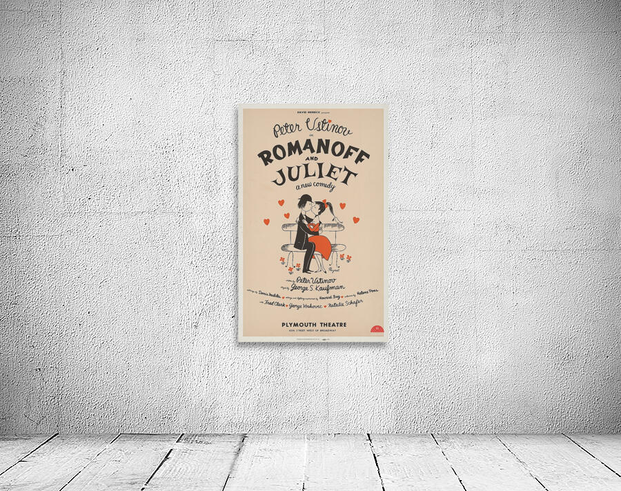 David Merrick presents Peter Ustinov in Romanoff and Juliet a new comedy 1960 Raymond Peynet French 1908 – 1999 Artcraft Lithograph Poster 1905–1970 Wall Preview