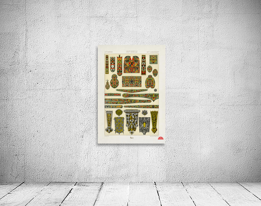 16th Century pattern. 1888 edition Lornement Polychrome by Albert Racine 1825–1893. Wall Preview