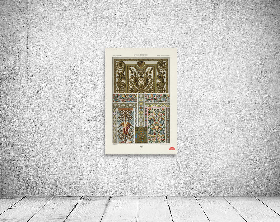 17th Century pattern. 1888 edition Lornement Polychrome by Albert Racine 1825–1893. Wall Preview