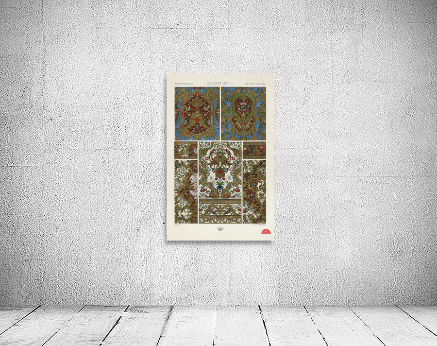 17th and 18th Century pattern. 1888 edition Lornement Polychrome by Albert Racine 1825–1893. Wall Preview