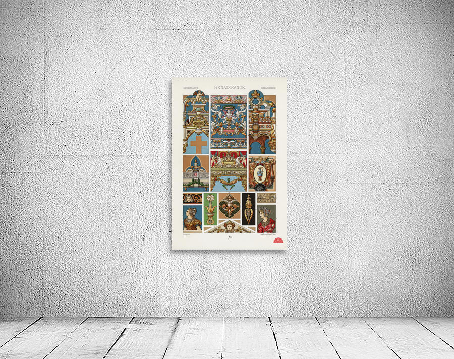 Renaissance pattern. 1888 edition Lornement Polychrome by Albert Racine 1825–1893. Wall Preview