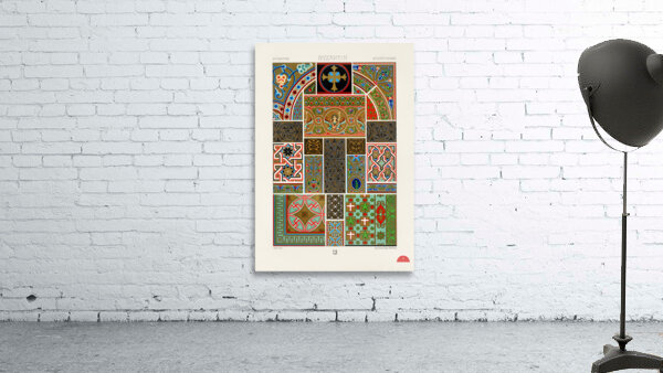 Byzantine pattern. 1888 edition Lornement Polychrome by Albert Racine 1825–1893. Wall Preview