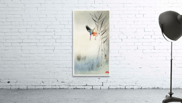 Kingfisher hunting for fish in the water 1900 by Ohara Koson 1877-1945. Wall Preview