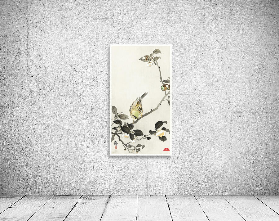 Bunting on blossom branch 1900 - 1930 by Ohara Koson 1877-1945. Wall Preview