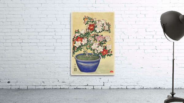Blooming azalea in blue pot 1920 - 1930 by Ohara Koson 1877-1945. Wall Preview