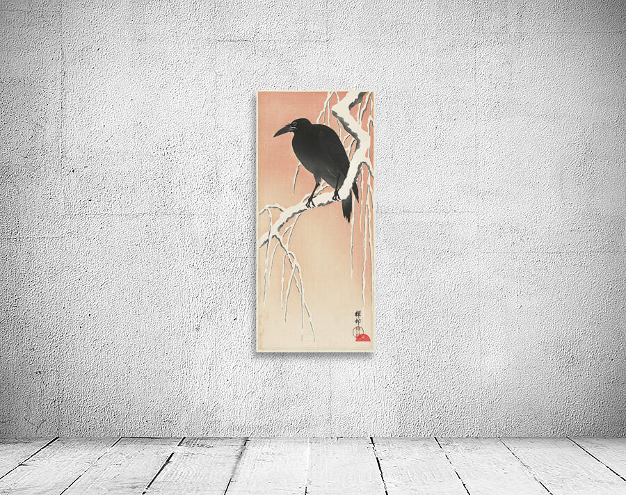 Crow on snowy branch 1900 - 1936 by Ohara Koson 1877-1945. Wall Preview