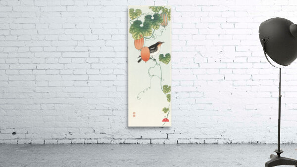 Songbird in cucumber plant 1925 - 1936 by Ohara Koson 1877-1945. Wall Preview