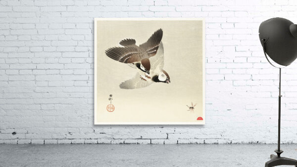 Ring sparrows and insect 1900 - 1936 by Ohara Koson 1877-1945. Wall Preview