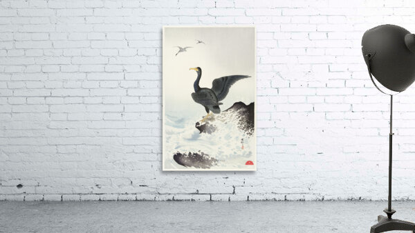 Red mask cormorant on rock 1900 - 1936 by Ohara Koson 1877-1945. Wall Preview