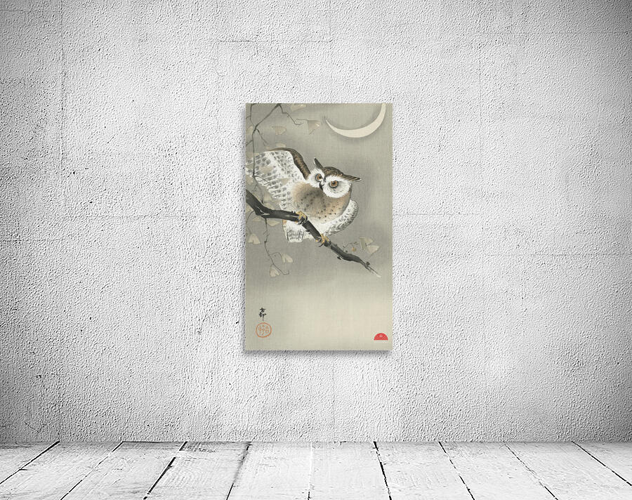 Long-eared owl in ginkgo 1900 - 1930 by Ohara Koson 1877-1945. Wall Preview