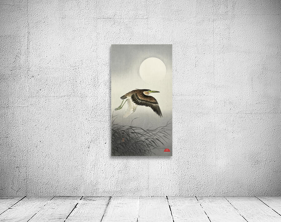 Heron at full moon 1900 - 1930 by Ohara Koson 1877-1945. Wall Preview