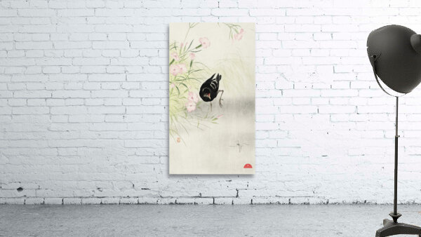 Moorhen at flowering plant 1900 - 1936 by Ohara Koson 1877-1945. Wall Preview