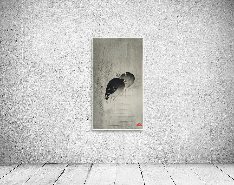 Moorhills between reeds 1900 - 1930 by Ohara Koson 1877-1945. Wall Preview