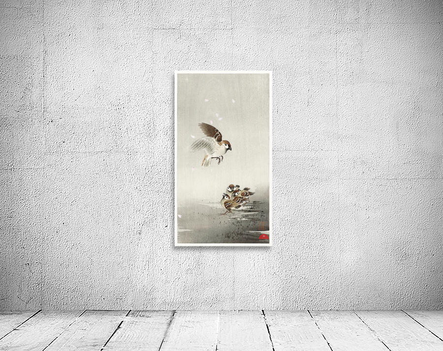 Tree sparrow with boy 1900 - 1936 by Ohara Koson 1877-1945. Wall Preview