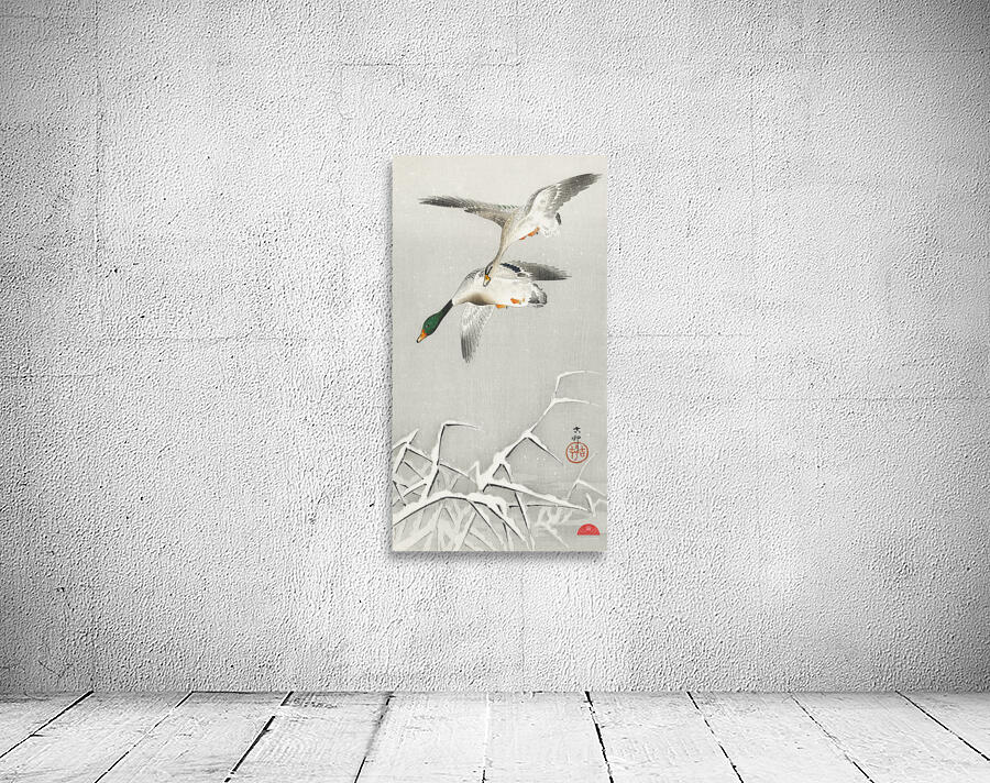Two wild ducks in flight 1900 - 1936 by Ohara Koson 1877-1945. Wall Preview