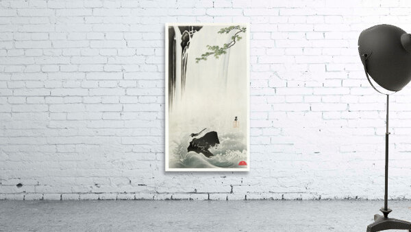 Japanese wagtail at waterfall 1900 - 1930 by Ohara Koson 1877-1945. Wall Preview