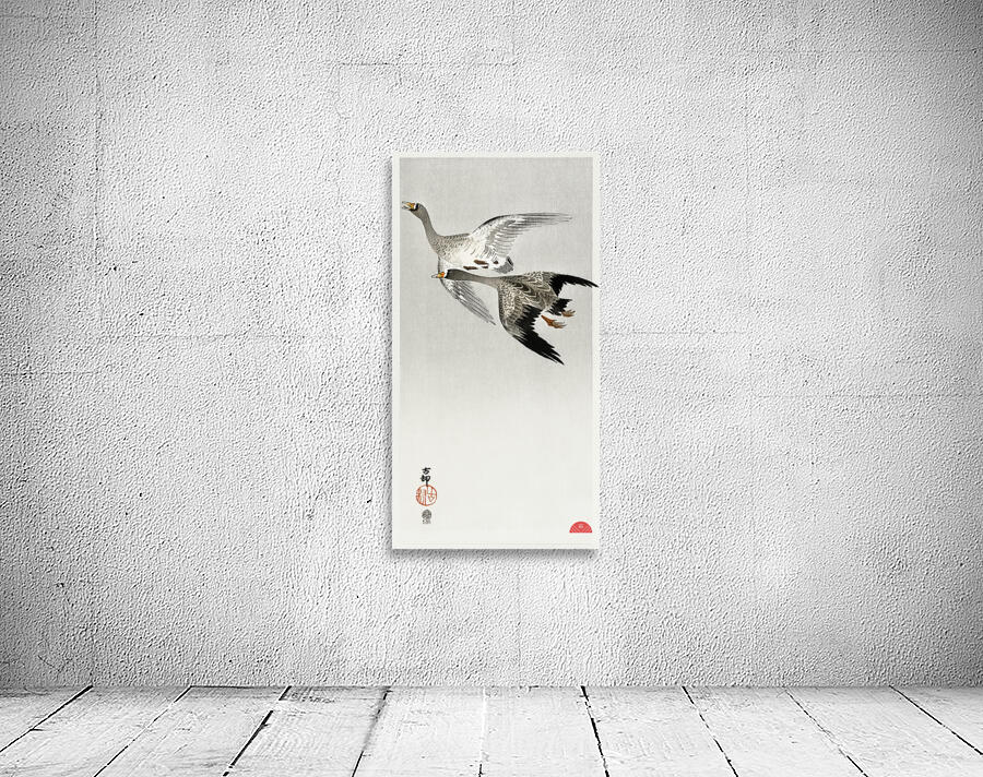Great geese flying in the snow 1900 - 1910 by Ohara Koson 1877-1945. Wall Preview
