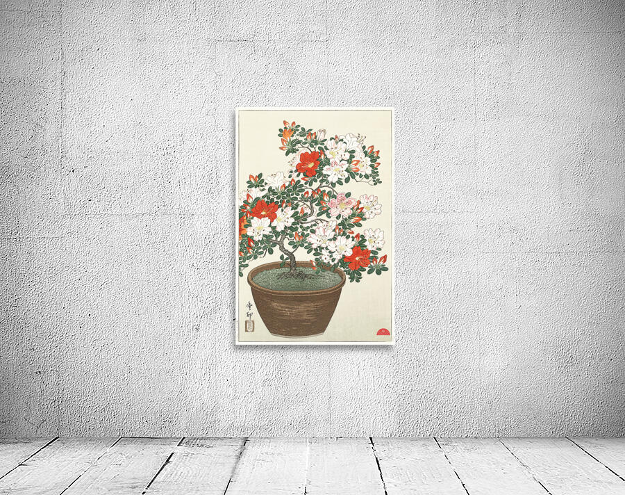 Blooming azalea in brown pot 1920 - 1930 by Ohara Koson 1877-1945. Wall Preview