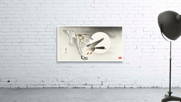Two ducks at full moon 1900 - 1930 by Ohara Koson 1877-1945. Wall Preview