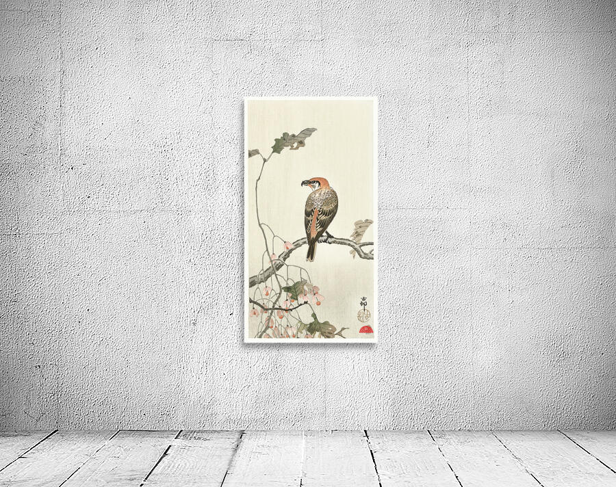 Crossbill on tree branch 1900 - 1910 by Ohara Koson 1877-1945. Wall Preview