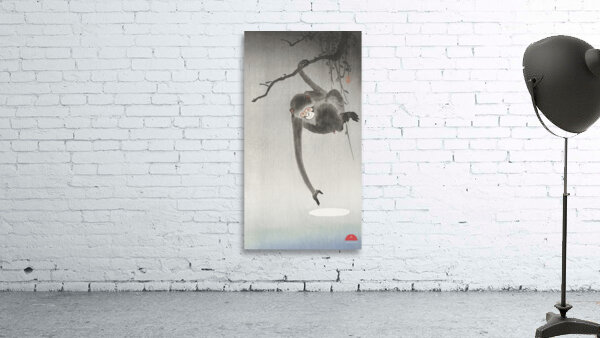 Monkey and reflection of the moon 1900 - 1936 by Ohara Koson 1877-1945. Wall Preview