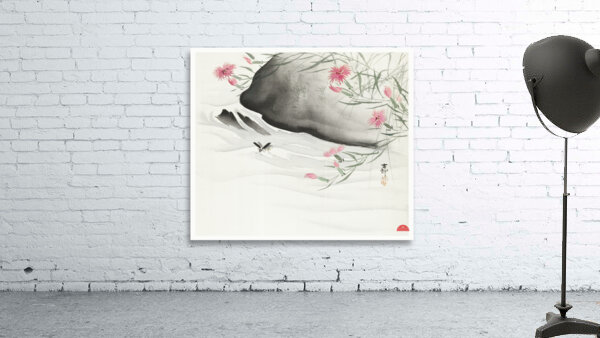 Plants with pink flowers by the river 1877-1945 by Ohara Koson 1877-1945. Wall Preview