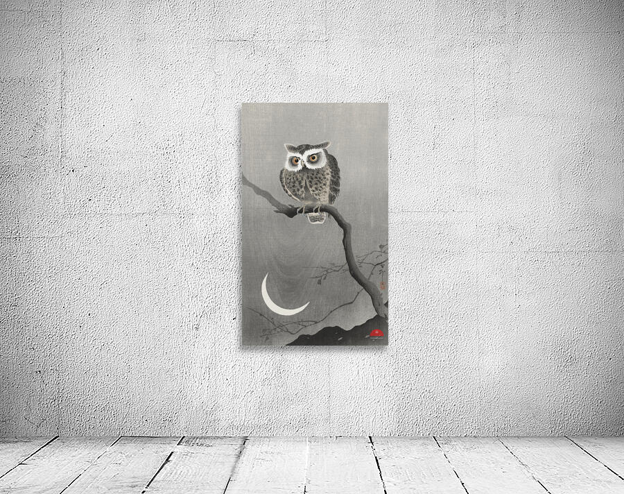 Long-eared owl on bare tree branch 1900 - 1930 by Ohara Koson 1877-1945. Wall Preview