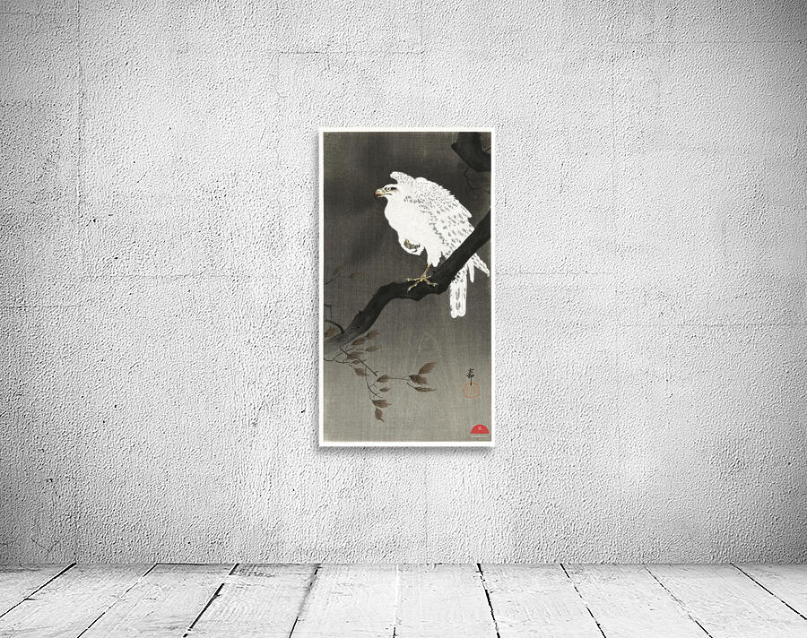 Snowy eagle on a tree branch 1910 - 1930 by Ohara Koson 1877-1945. Wall Preview