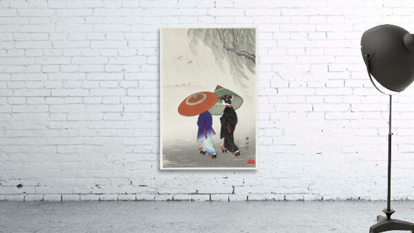 Two women in the rain 1925 - 1936 by Ohara Koson 1877-1945. Wall Preview