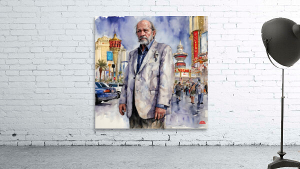 Watercolor “Broke” By Bruce Lazarus Wall Preview