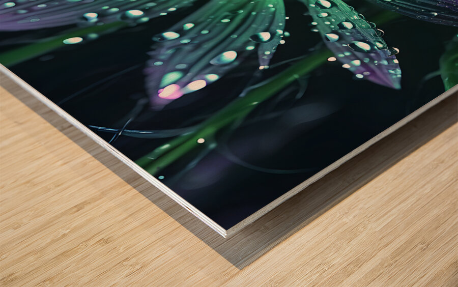 A glowing ultraviolet punk flower By ISHISH Wood print