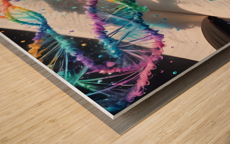 Rainbow DNA By ISHISH Wood print
