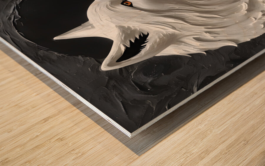 White Wolf Black Wolf By ISHISH Wood print