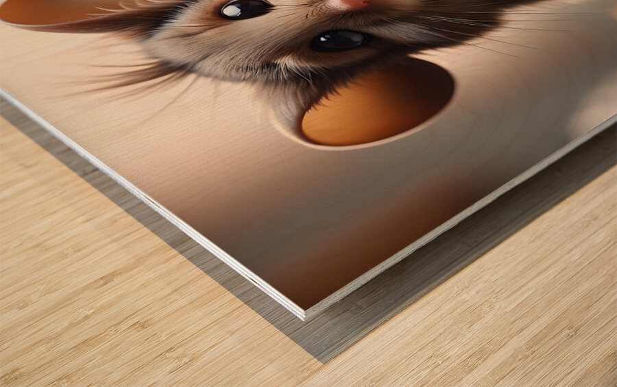 Fuzzy Surprised Mouse By ISHISH Wood print