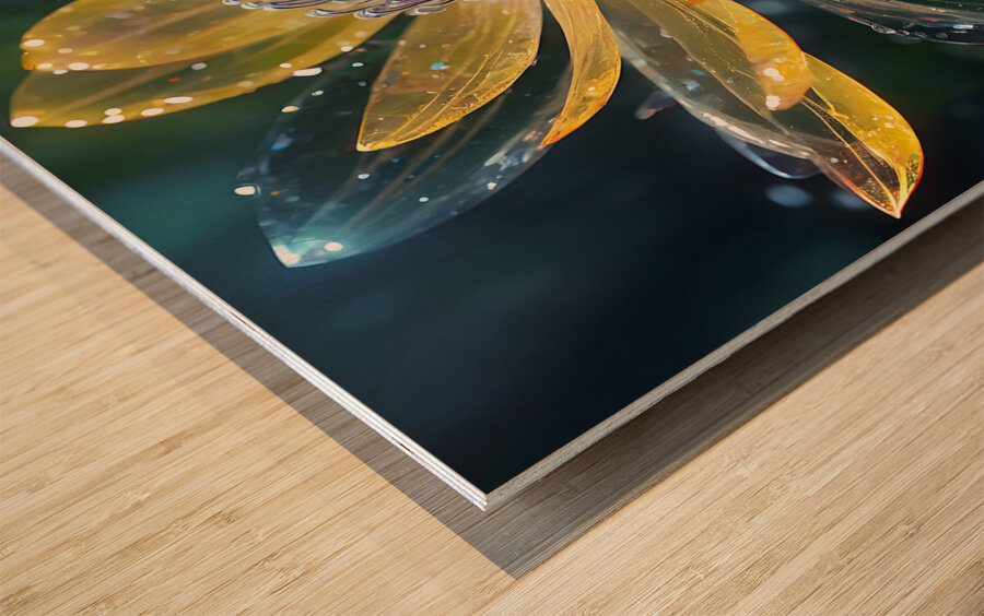 Blue Rain Crystal Flower By ISHISH Wood print