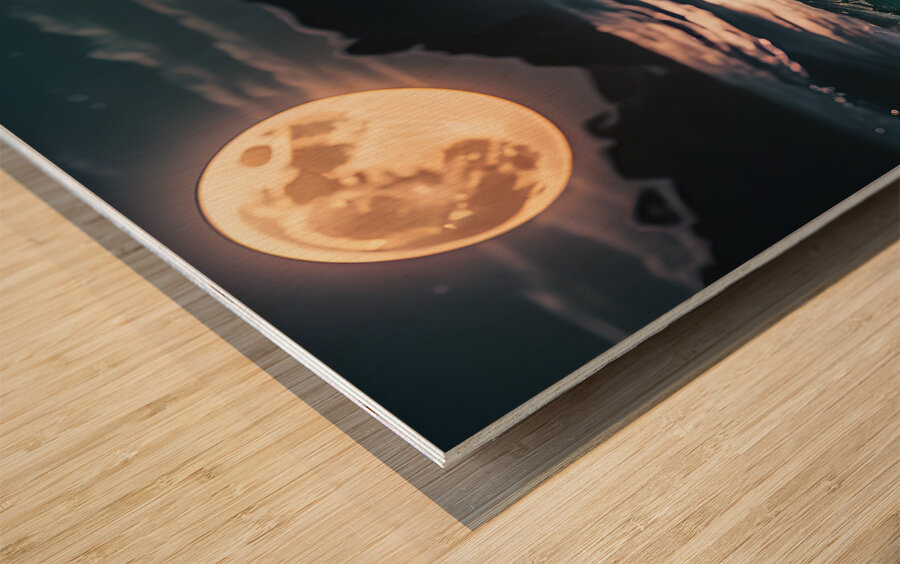 Lunar Dragon Tidal Wave By ISHISH Wood print