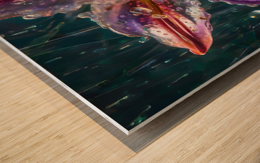 Majestic Glass Lily Flower By ISHISH Wood print