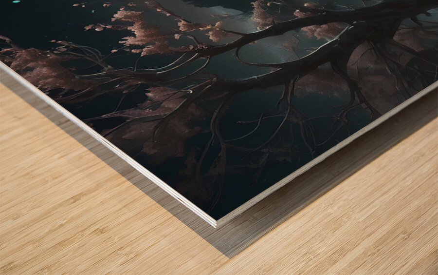 Magical Spring Moon By ISHISH Wood print