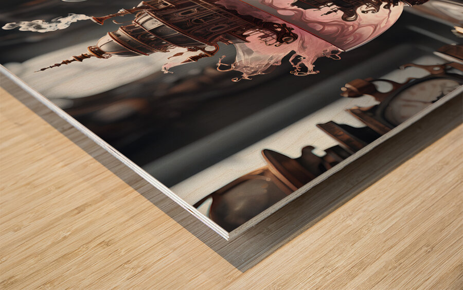 A luxurious Steampunk Teacup Tempest By ISHISH Wood print