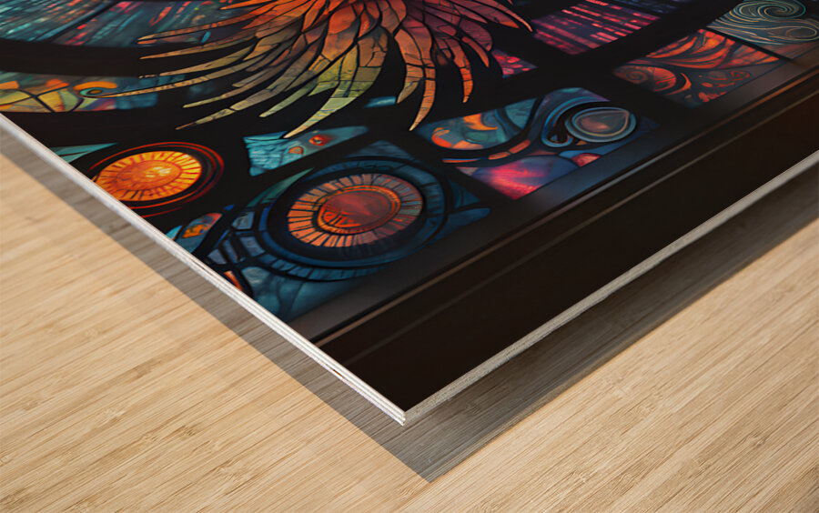 A Stained Glass Crystalline Rainbow Phoenix By ISHISH Wood print