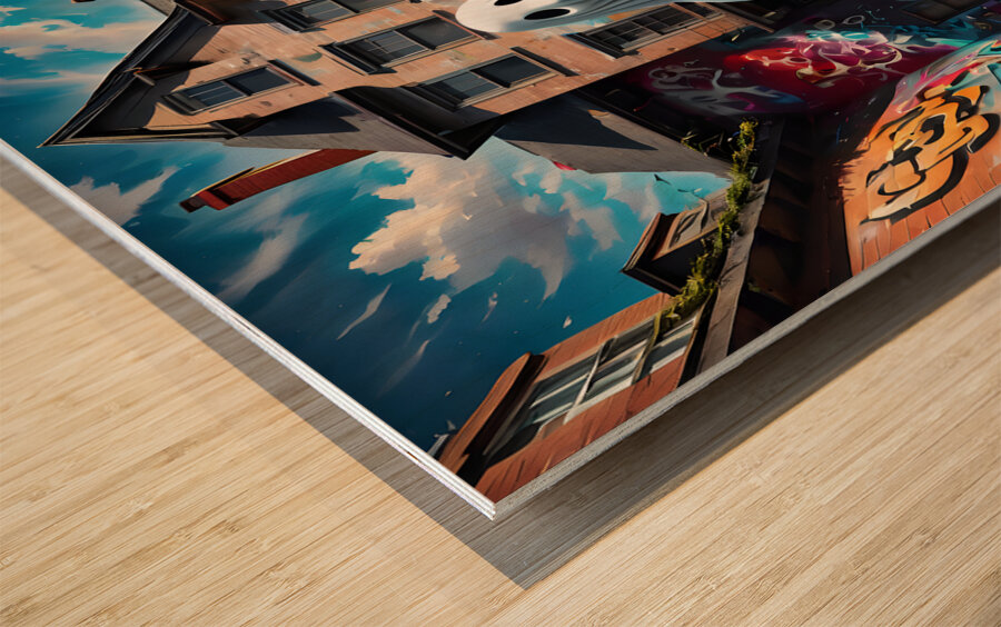 A Graffiti Ghost Mural By ISHISH Wood print