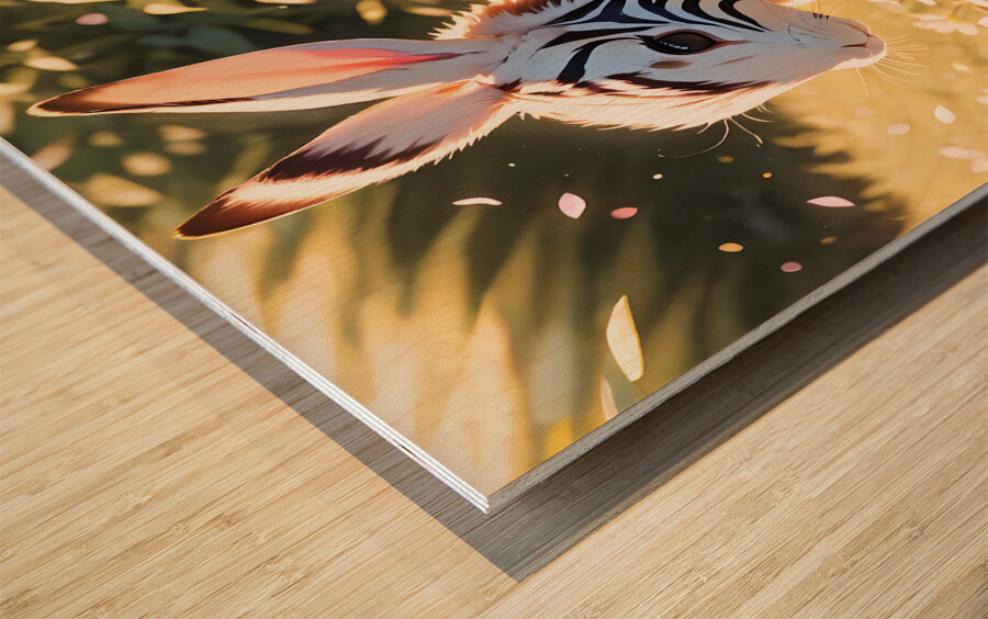 Zebra Stripe Rabbit By ISHISH Wood print