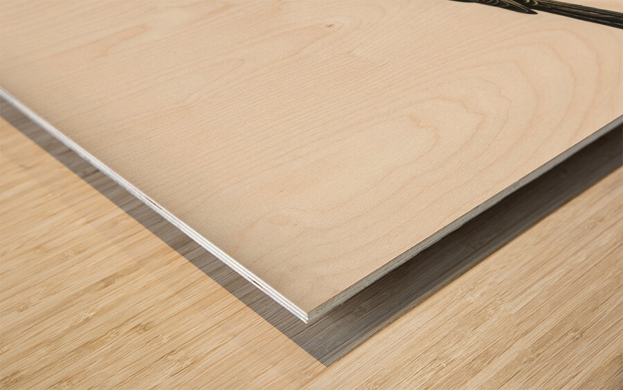 Blackbird ♀ Turdus merula Impression sur bois