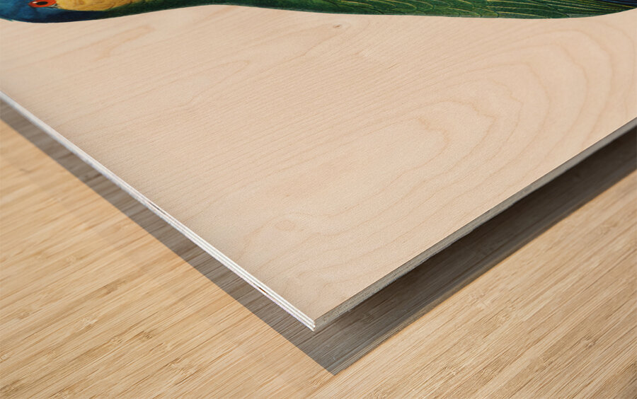 Buru green parrot  Wood print