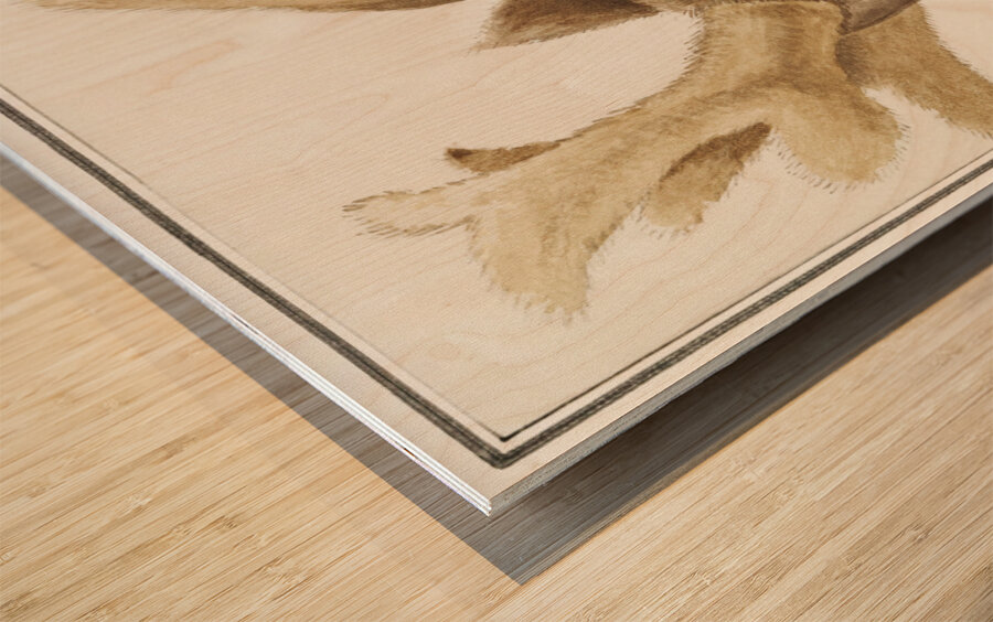 Deer head in vintage style Wood print