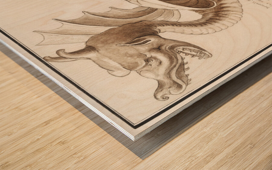 Dragon in vintage style Wood print