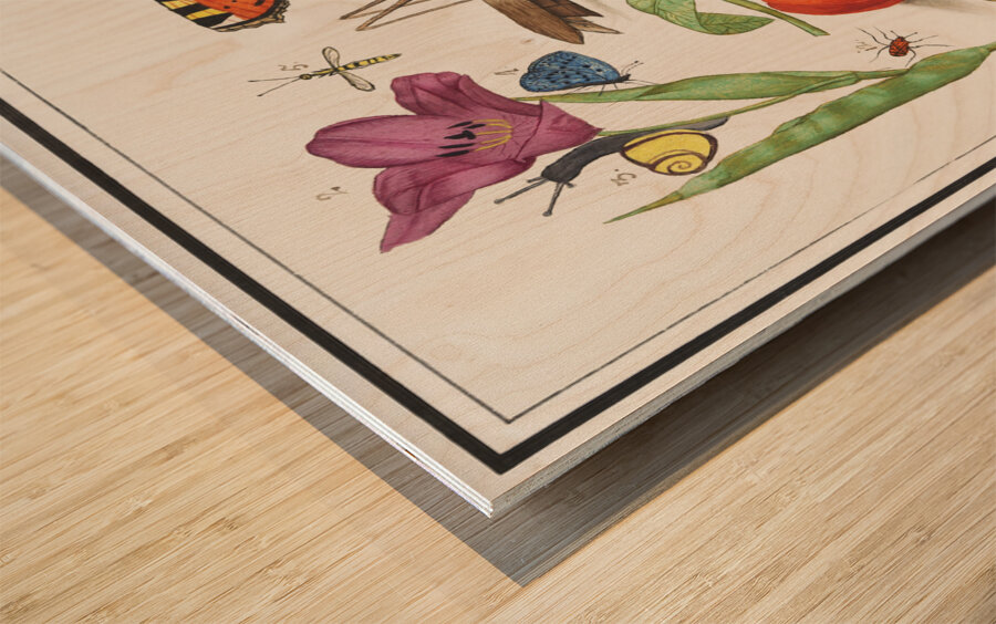 Nature ensemble in vintage style Wood print