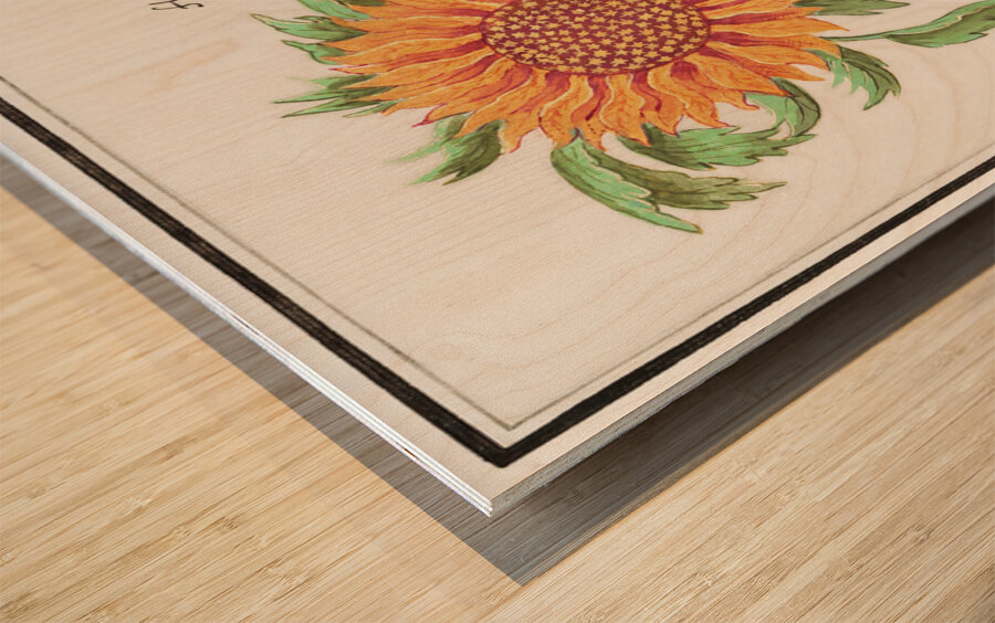 Sunflower in vintage style Wood print