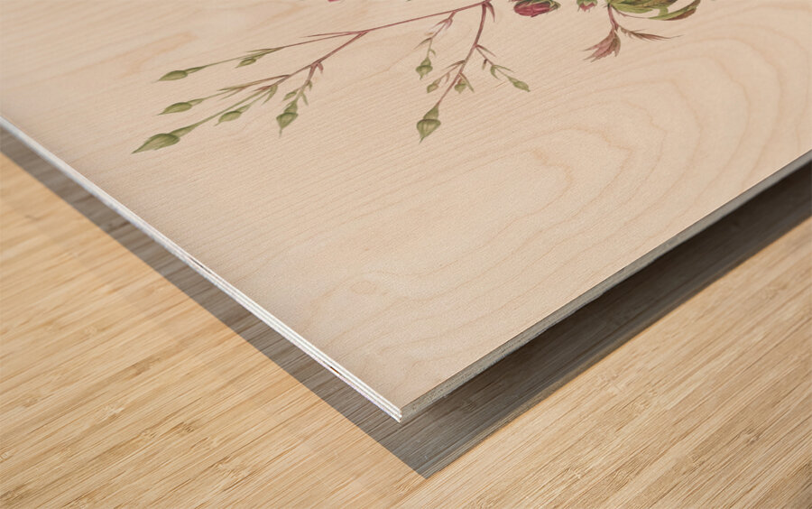 Pink noisette roses Wood print