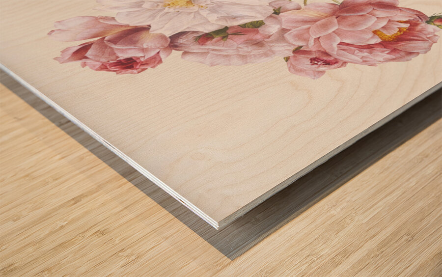 Pink damskus rose Wood print